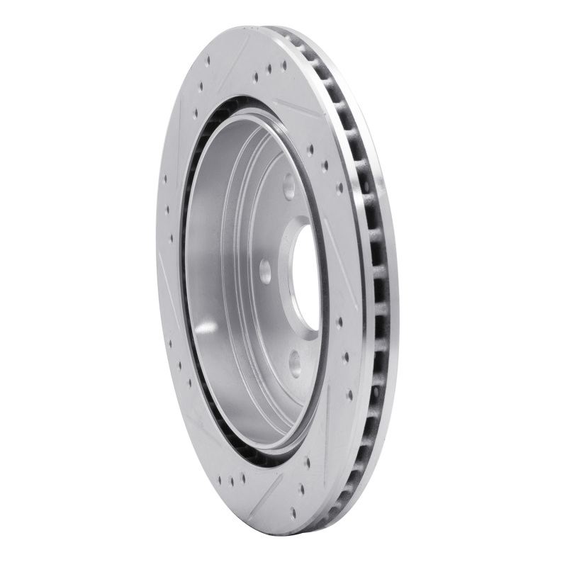 Cadillac CTS Brake Rotor (1) - Rear Right - R1 Concepts - Drilled & Slotted - Silver - `08-`19